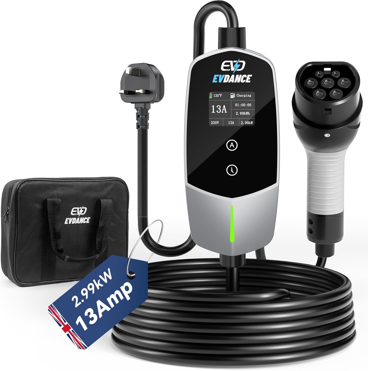 Car Accessories Uk - EVDANCE Przenośna ładowarka EV Typ 2
