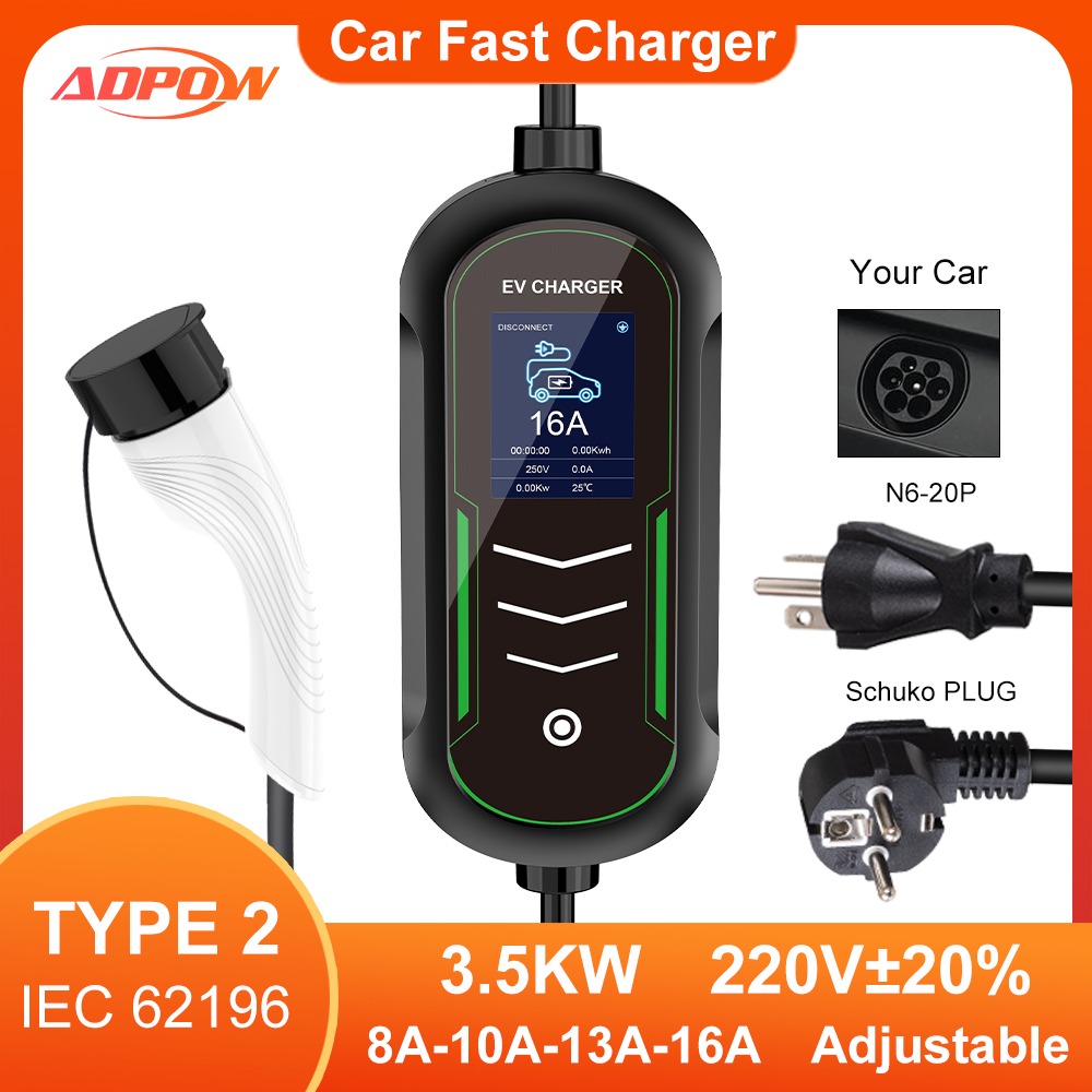 ADPOWEV 16A EV ładowarki Type2 – Car Accessories Uk recenzja i cena